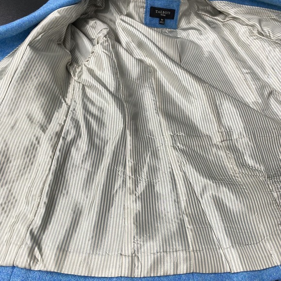 Talbots Blazer Womens 16 Petite Blue Wool Herringbone Tweed Lined Jacket Office - Picture 9 of 15